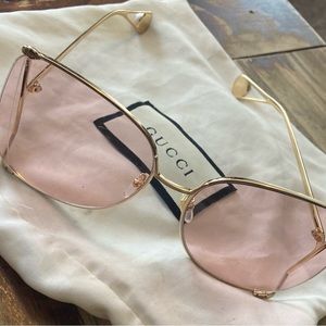 Gucci pink and gold butterfly oversized glasses